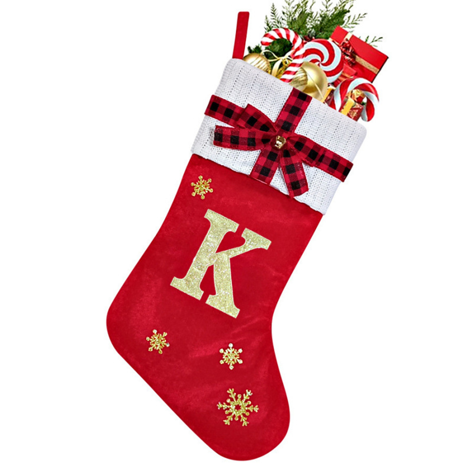 thumbnail image 2 of Calcetines Grandes Rojos Decorativos Con Letras Bordadas Y Colgantes De Diseño, 2 of 2